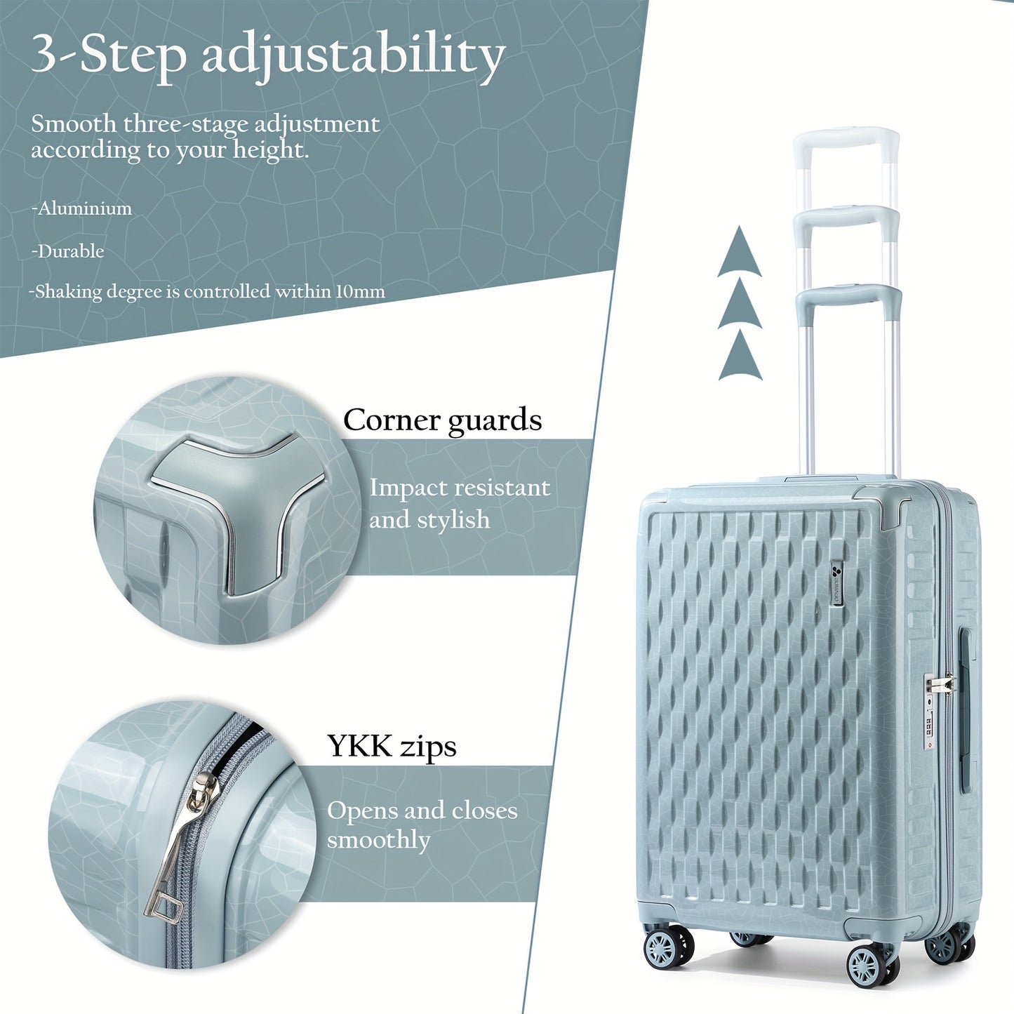 4-Piece Designer Luggage Set - Lightweight Durable Hardside Spinners, Secure TSA Lock and Smooth YKK Zippers for Travel