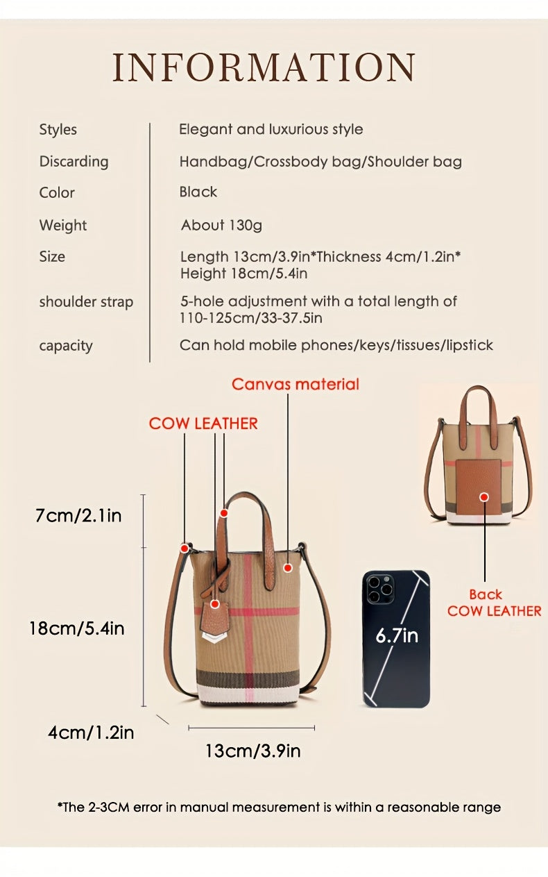 Ondy Women's Retro Caramel & Brown Plaid Handbag with Detachable Strap - Closure Small Crossbody Bag, Golden-Tone Hardware, Phone & Keys Holder, Synthetic Lining, Versatile Everyday & Formal Purse for Commuting, Work, Travel