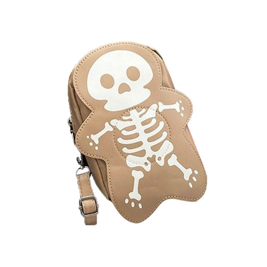 Lightweight Women's Skeleton Print Crossbody Bag - Stylish Synthetic Synthetic Leather Purse with Adjustable Strap, Zipper Closure, and Fun Bone-Shaped Design for Beach, Travel, or Shopping, Travel Purse | Skeleton Print Bag