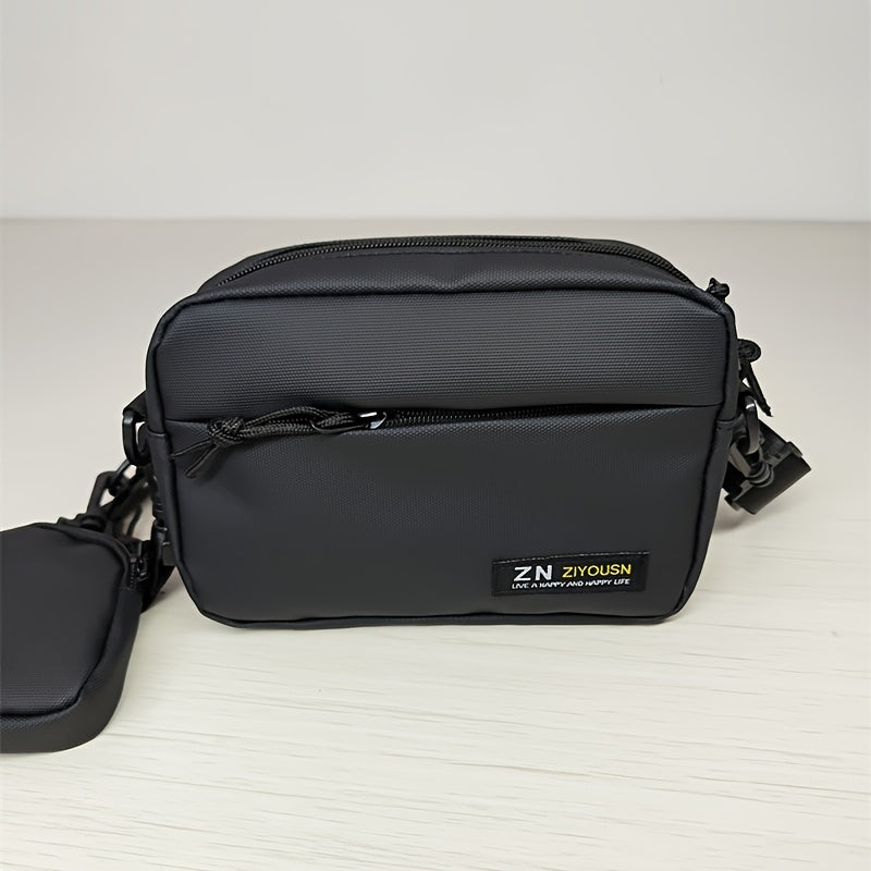 1pc Mens Commuter Shoulder Bag - Waterproof Nylon Backpack with Adjustable Strap, Portable and Stylish for Daily Commute - Hand Washable and Easy to Clean, Black Color