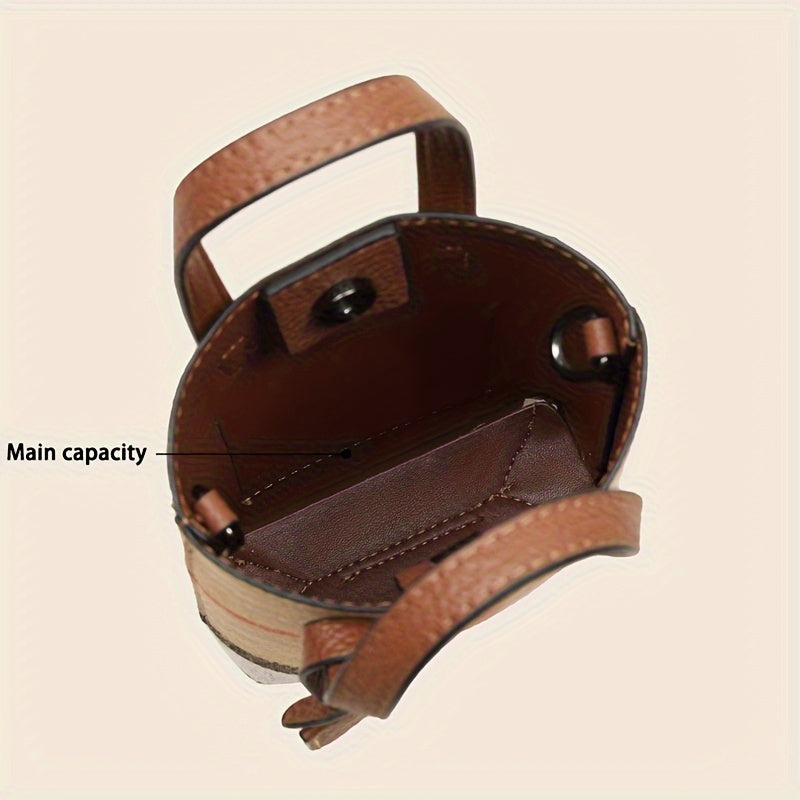 Ondy Women's Retro Caramel & Brown Plaid Handbag with Detachable Strap - Closure Small Crossbody Bag, Golden-Tone Hardware, Phone & Keys Holder, Synthetic Lining, Versatile Everyday & Formal Purse for Commuting, Work, Travel