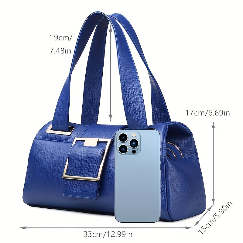 [Luxury Leather Tote Bag] Luxury Designer Real Leather Tote Bag for Women | High Quality Purses, Shoulder Bags in Black, Beige, Blue, Red with Compartments, Zipper, Hardware Magnetic Buckle - Business Casual, Daily Commuting,