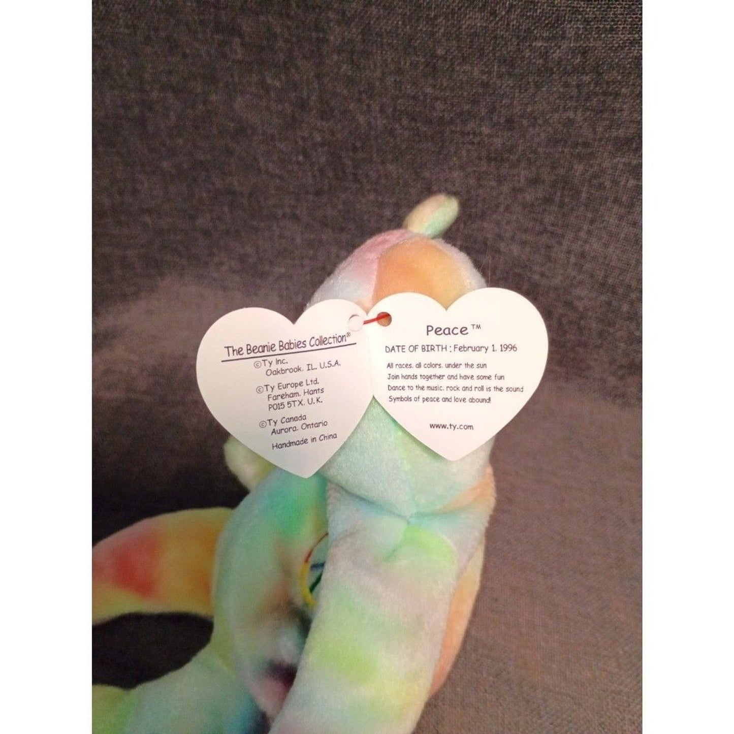 Ty Beanie Baby: Peace Bear 1996 - Multicolor