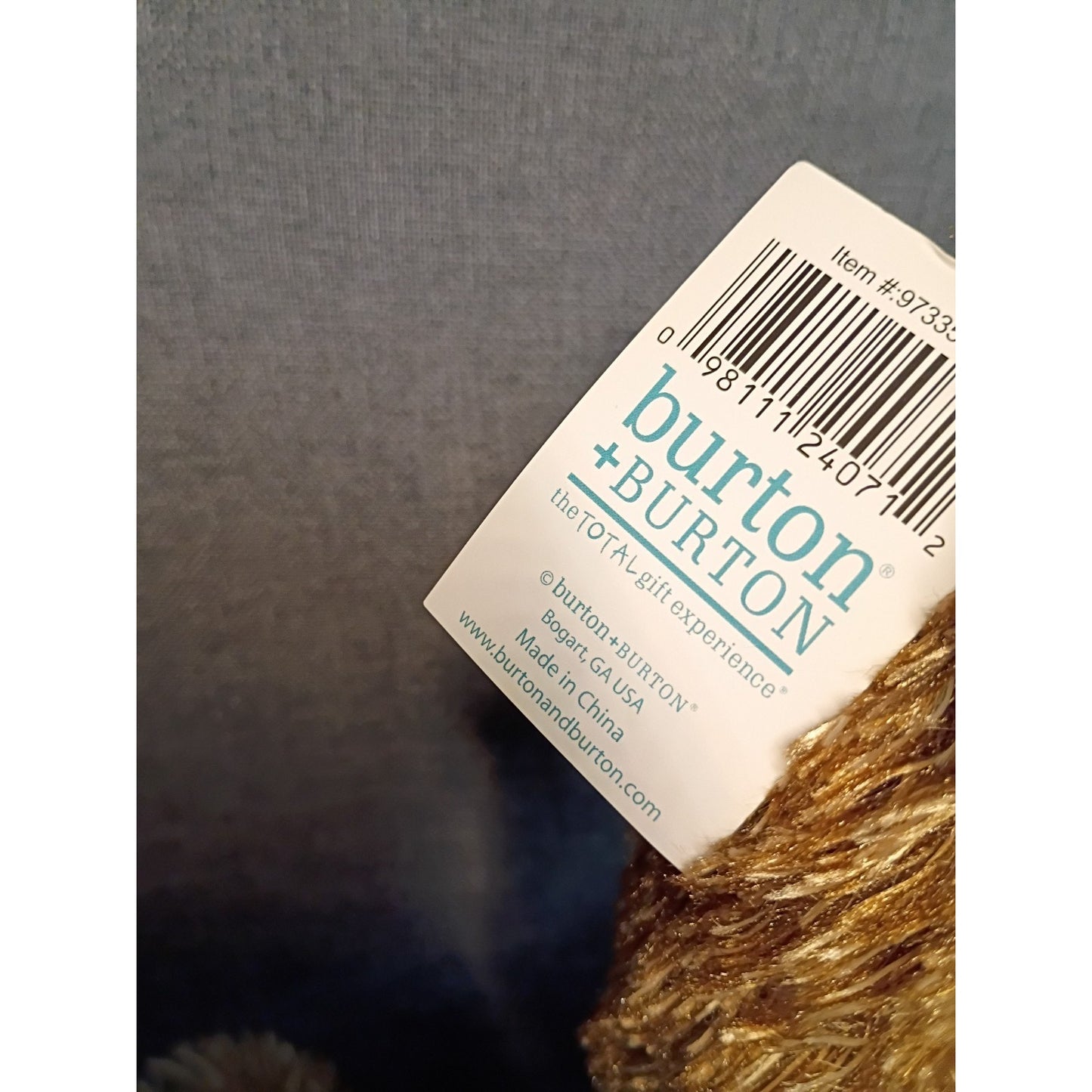 Burton & Burton Brown Fluffy Plush Stuffed Teddy Bear Plaid Bow 15" New with Tag