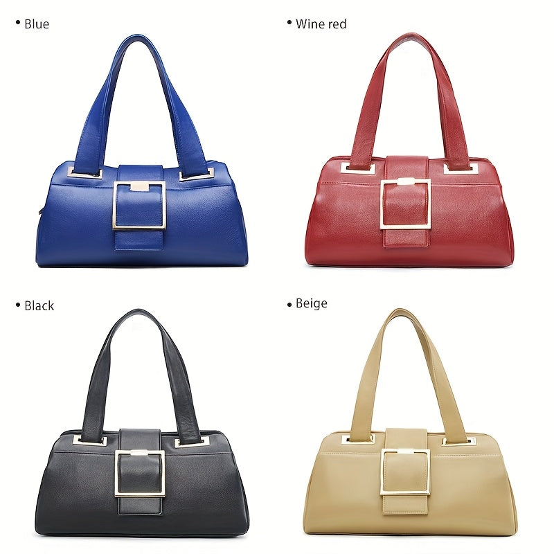 [Luxury Leather Tote Bag] Luxury Designer Real Leather Tote Bag for Women | High Quality Purses, Shoulder Bags in Black, Beige, Blue, Red with Compartments, Zipper, Hardware Magnetic Buckle - Business Casual, Daily Commuting,