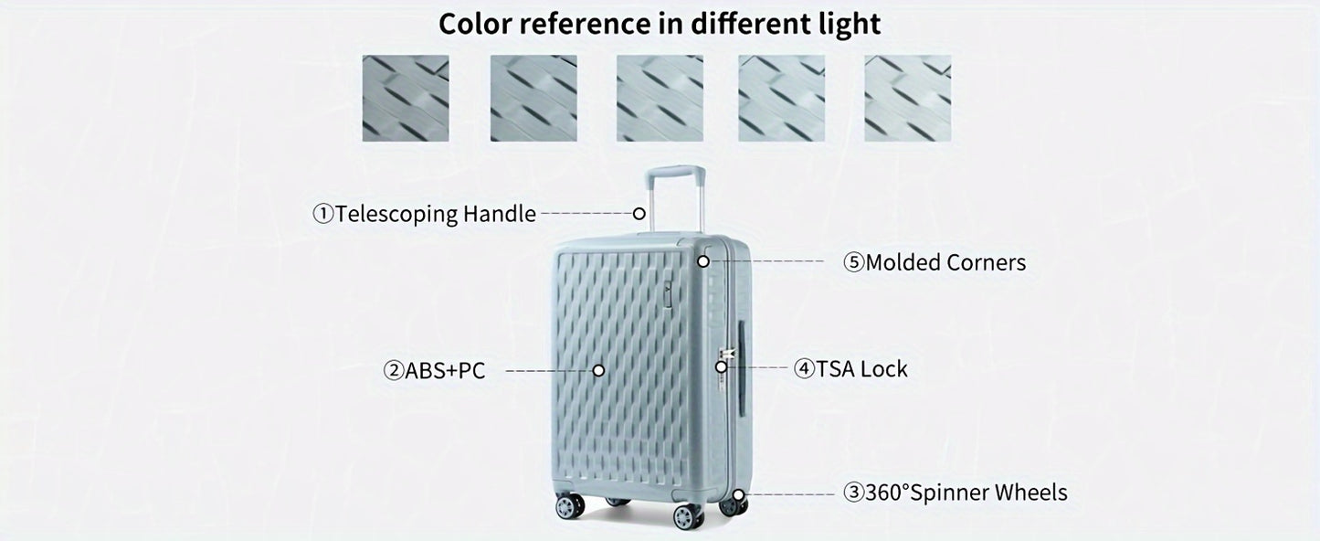 4-Piece Designer Luggage Set - Lightweight Durable Hardside Spinners, Secure TSA Lock and Smooth YKK Zippers for Travel