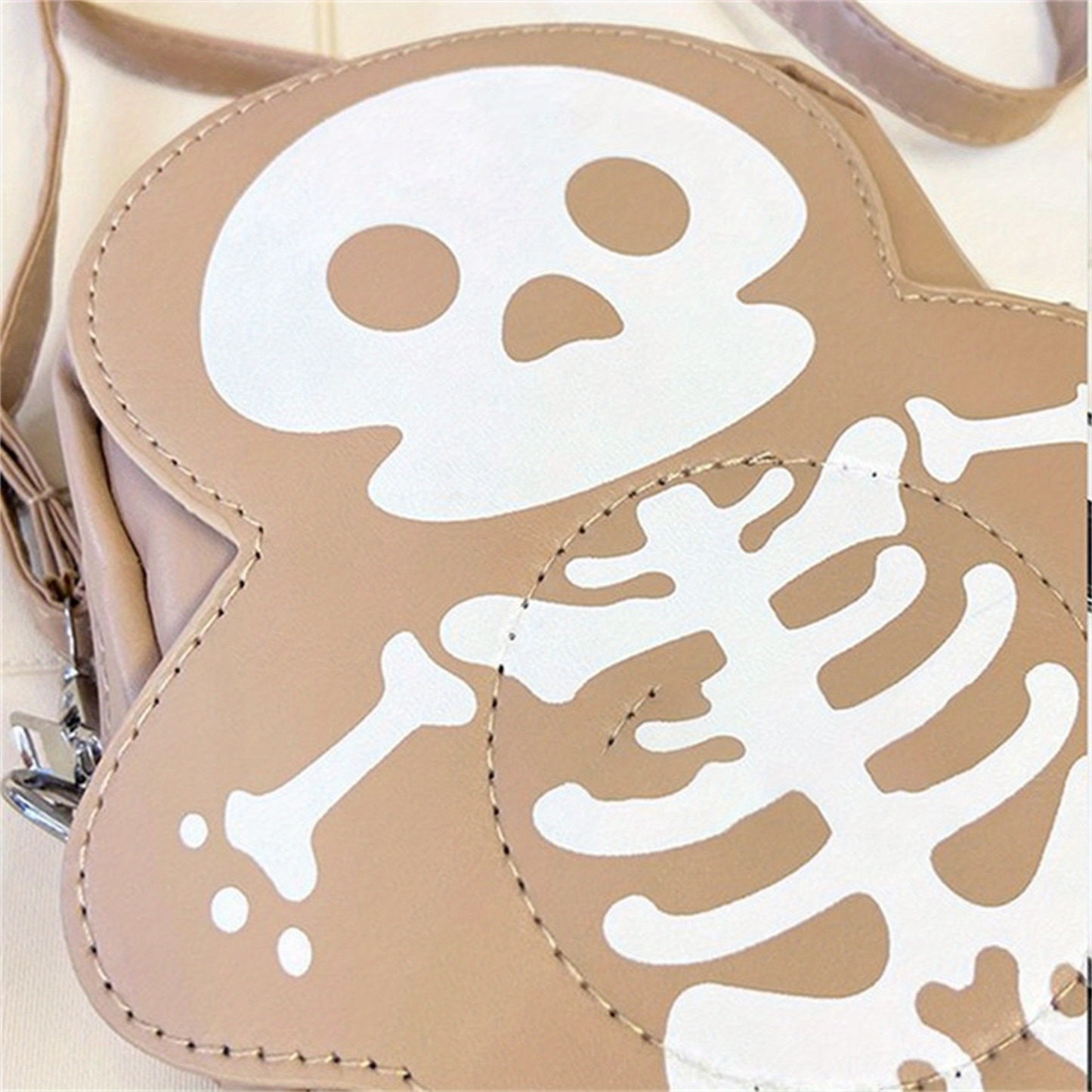 Lightweight Women's Skeleton Print Crossbody Bag - Stylish Synthetic Synthetic Leather Purse with Adjustable Strap, Zipper Closure, and Fun Bone-Shaped Design for Beach, Travel, or Shopping, Travel Purse | Skeleton Print Bag