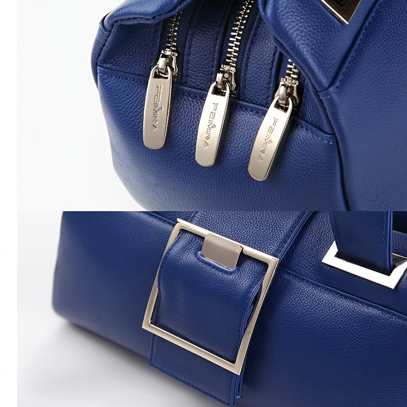 [Luxury Leather Tote Bag] Luxury Designer Real Leather Tote Bag for Women | High Quality Purses, Shoulder Bags in Black, Beige, Blue, Red with Compartments, Zipper, Hardware Magnetic Buckle - Business Casual, Daily Commuting,