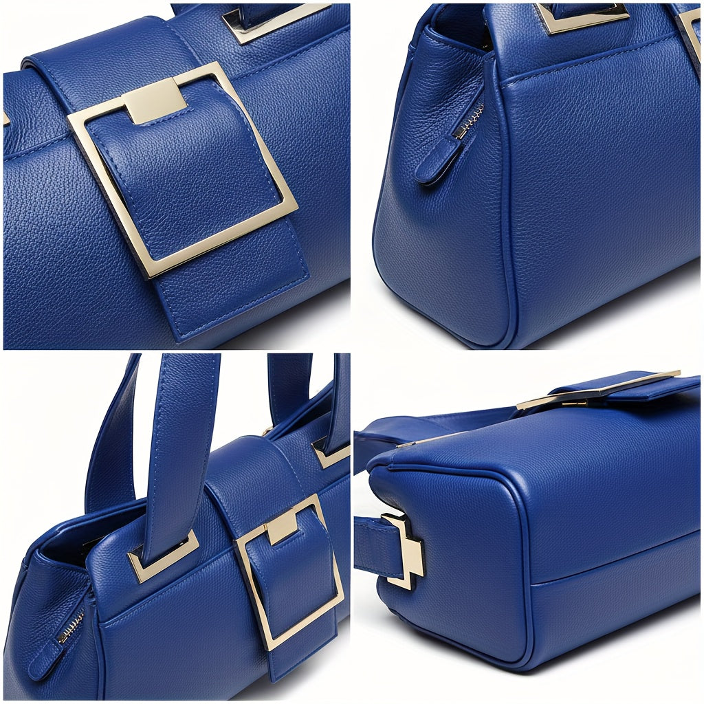 [Luxury Leather Tote Bag] Luxury Designer Real Leather Tote Bag for Women | High Quality Purses, Shoulder Bags in Black, Beige, Blue, Red with Compartments, Zipper, Hardware Magnetic Buckle - Business Casual, Daily Commuting,