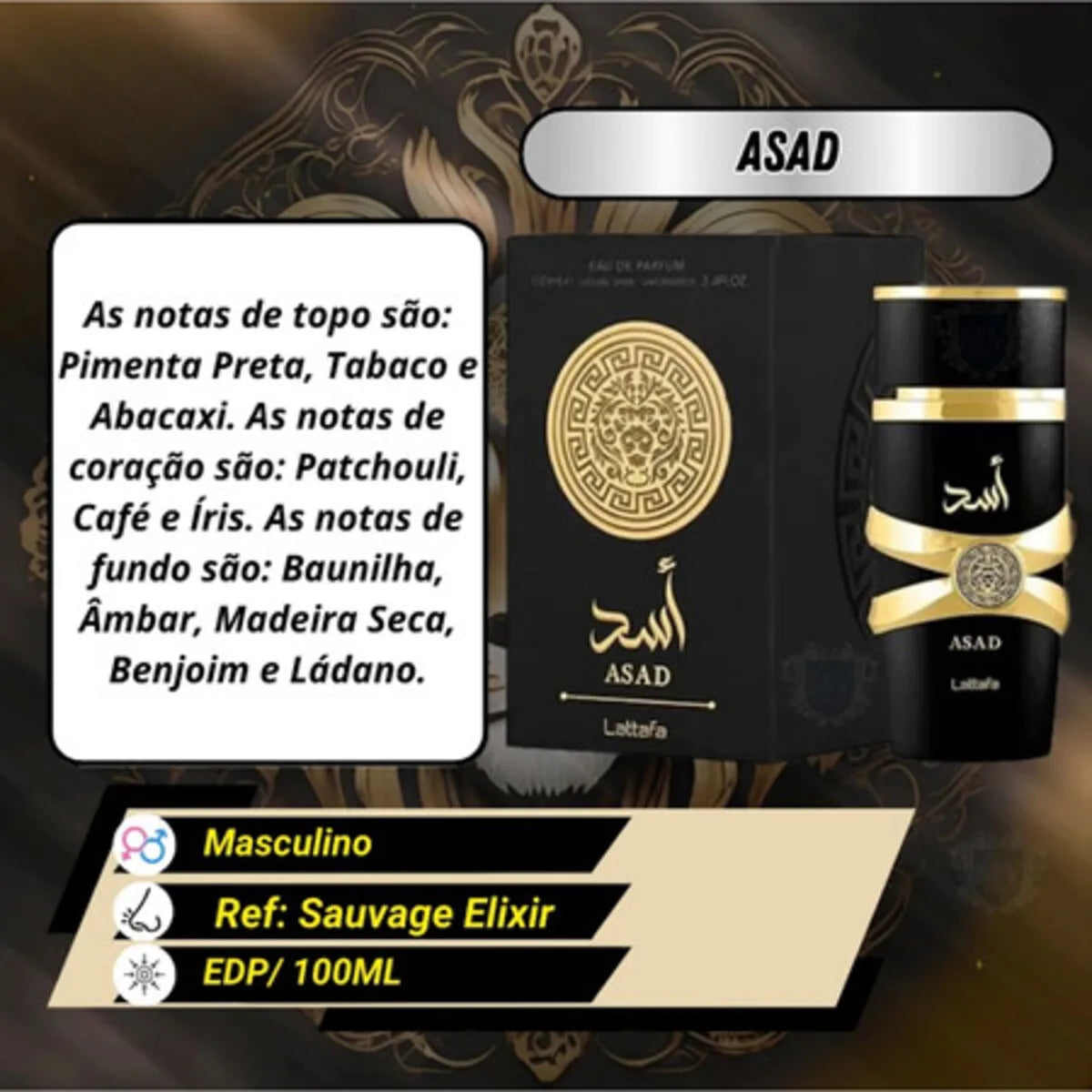 Lattafa Original Men's Asad Perfume 5ml 15ml 100ml