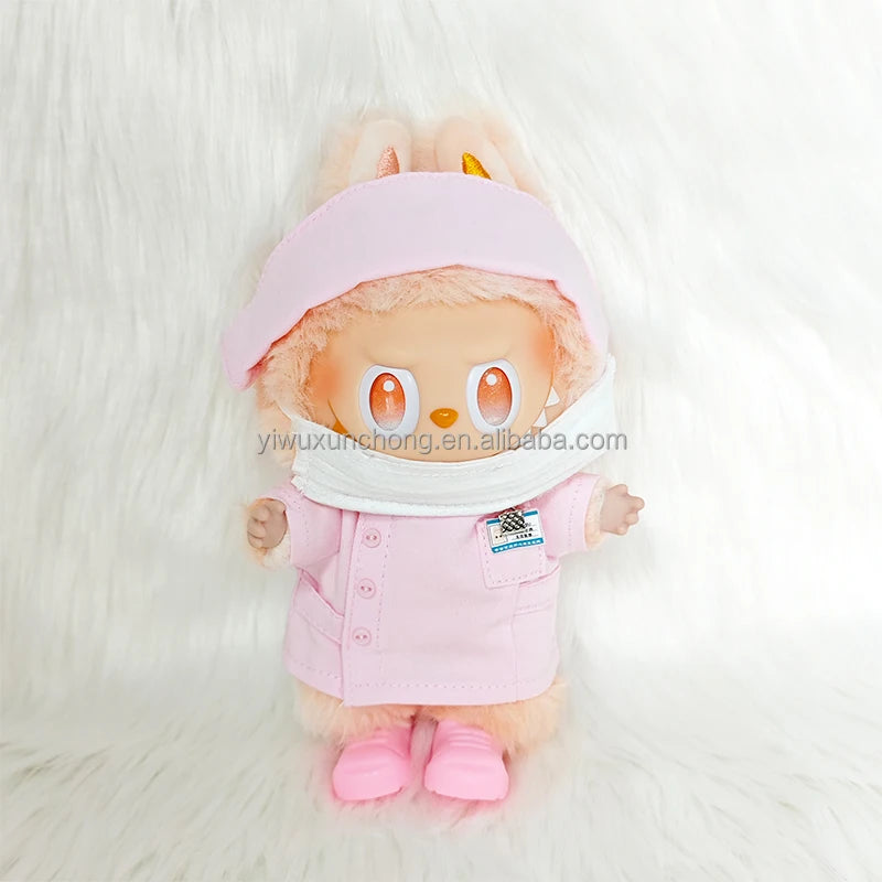 In Stock High-Quality Exclusive Designer Outfit for Labubu - GG Sweater and Overall Set for 17cm Plush Doll | Fast Ship