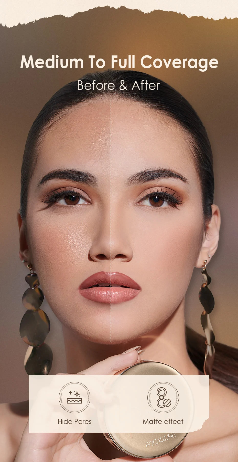 FOCALLURE BB Air Cushion Matte Foundation Cream Oil control Concealer Whitening Moisturizing Makeup Cosmetic Brighten Face Base