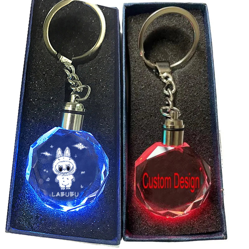 Customized Keychain Lip Gloss Mock-up KeyRing Led Acrylic Mini Keychain Chips Crystal Keyholder Funny Key Ring