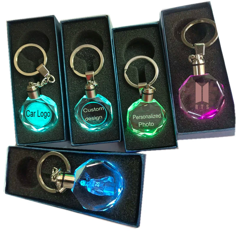 Customized Keychain Lip Gloss Mock-up KeyRing Led Acrylic Mini Keychain Chips Crystal Keyholder Funny Key Ring
