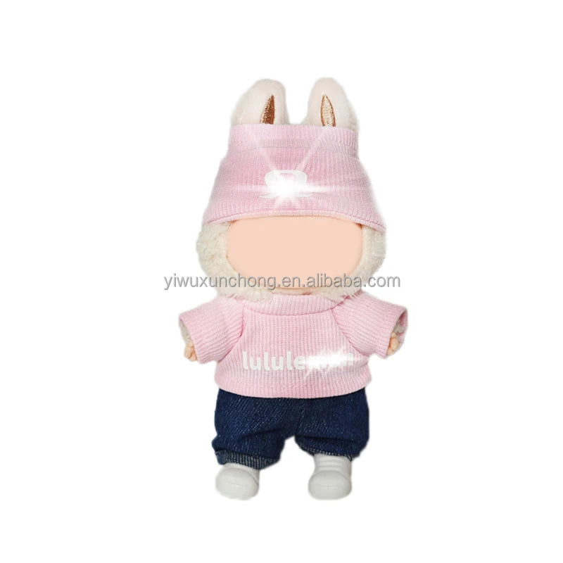 In Stock Designer Doll Clothes for Labubu Only - Stylish Bib Overalls & Shirt for 17cm Plush Doll | Fast Ship