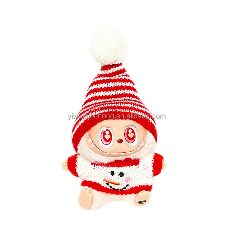 In Stock High-Quality Exclusive Designer Outfit for Labubu - GG Sweater and Overall Set for 17cm Plush Doll | Fast Ship