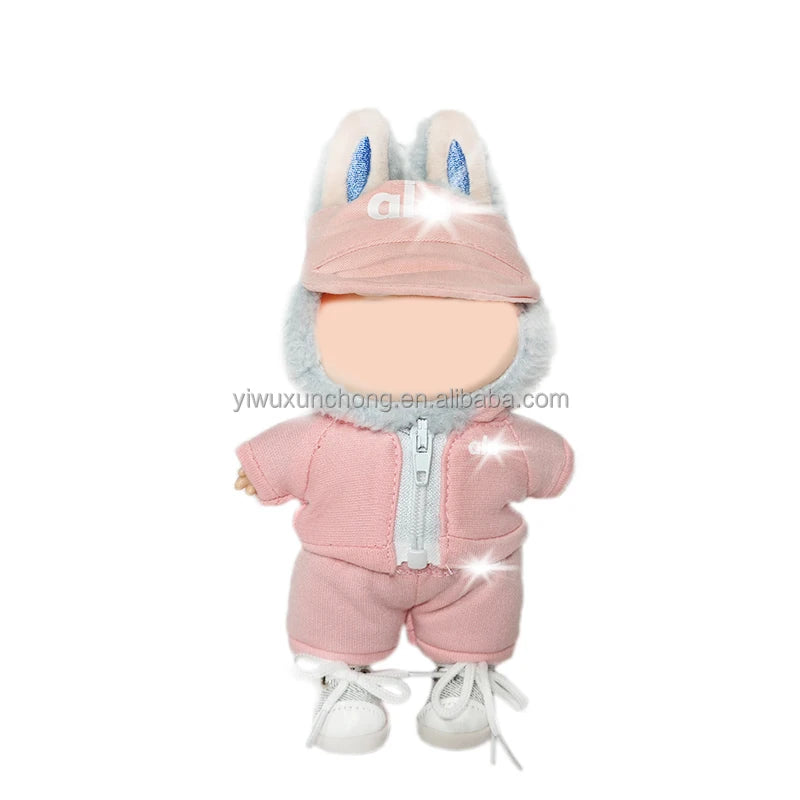 In Stock Designer Doll Clothes for Labubu Only - Stylish Bib Overalls & Shirt for 17cm Plush Doll | Fast Ship