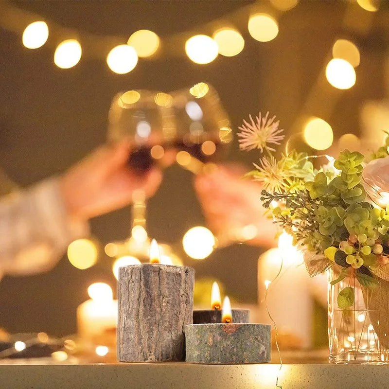 Wood Lights Holder Wooden Candlestick Succulent Plant Pot Tray Candle Holder Home Table Desktop Rustic Wedding Holiday DIY Decor