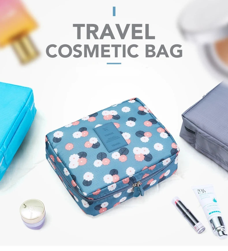 Tote Cosmetic Bag For Women Double Zipper Makeup Bag Toiletries Storage Bags Travel Kit Ladies Beauty Bag Neceser Organizer