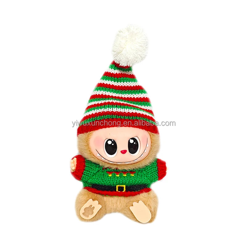 In Stock High-Quality Exclusive Designer Outfit for Labubu - GG Sweater and Overall Set for 17cm Plush Doll | Fast Ship