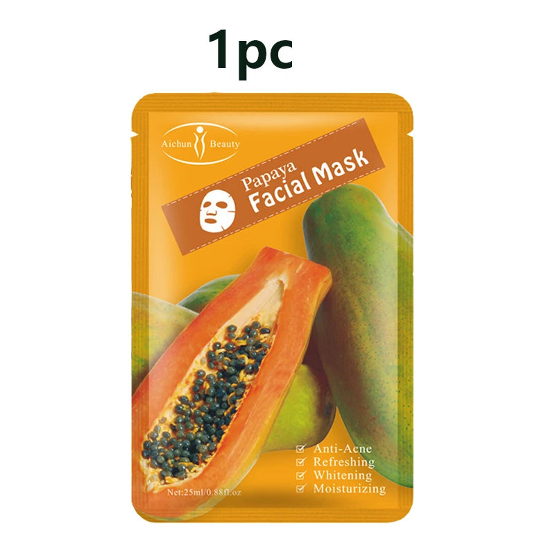 Papaya Facial Mask For The Face Korea Cosmetic Moisturizing Fabric Face Masks Care Wrinkle Acne Beauty Face Film Mask 1pc