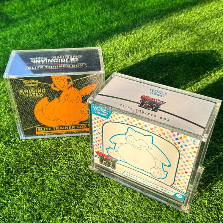 TCG Wholesale ETB Acrylic Case With Magnet Lid for Sword & Shield Silver Tempest Pokemon Cards Elite Trainer Box Display Case