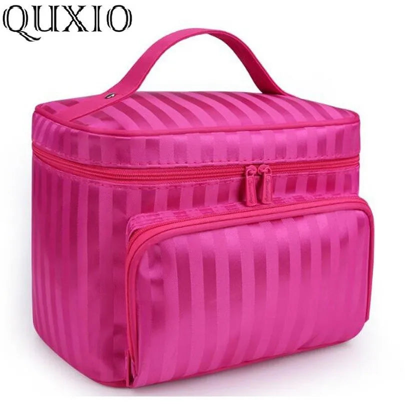 Woman Cosmetic Bags Striped Pattern Organizer Makeup Bag Folding Travel Toiletry Bag Large Capacity Storage Beauty Bag ZL900Z -D