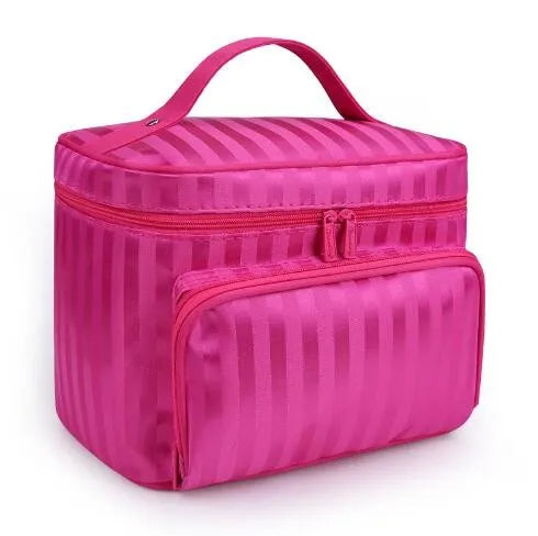 Woman Cosmetic Bags Striped Pattern Organizer Makeup Bag Folding Travel Toiletry Bag Large Capacity Storage Beauty Bag ZL900Z -D