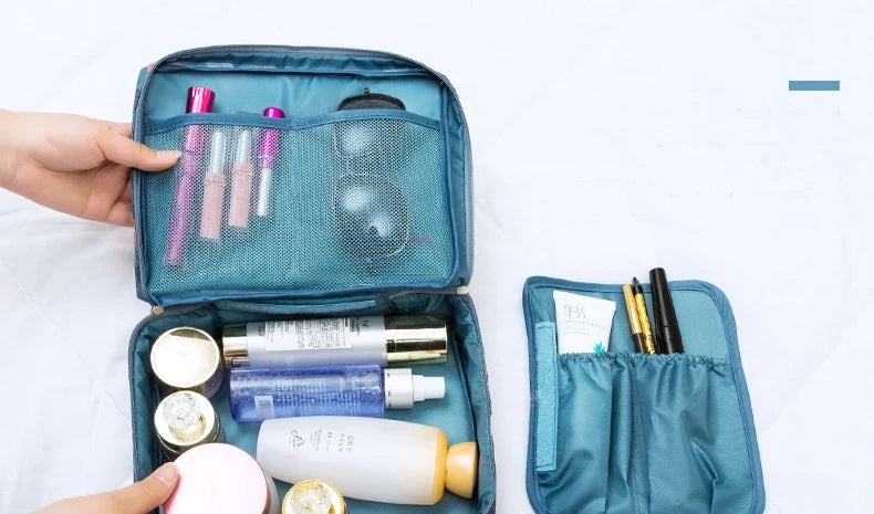 Tote Cosmetic Bag For Women Double Zipper Makeup Bag Toiletries Storage Bags Travel Kit Ladies Beauty Bag Neceser Organizer