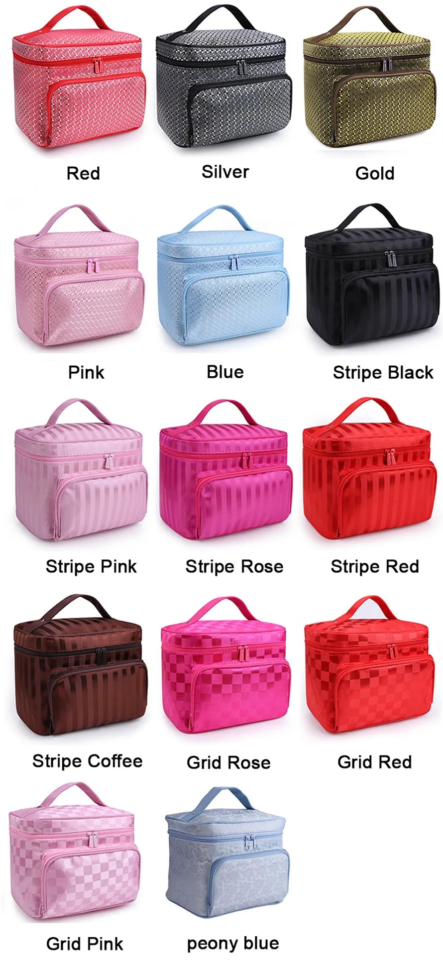 Woman Cosmetic Bags Striped Pattern Organizer Makeup Bag Folding Travel Toiletry Bag Large Capacity Storage Beauty Bag ZL900Z -D