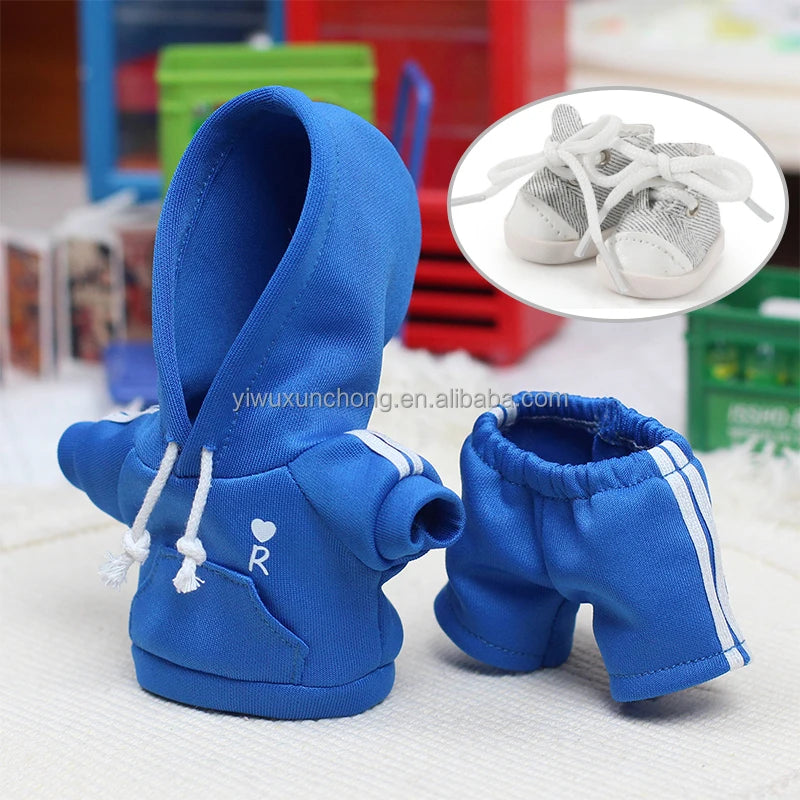 In Stock Designer Doll Clothes for Labubu Only - Stylish Bib Overalls & Shirt for 17cm Plush Doll | Fast Ship