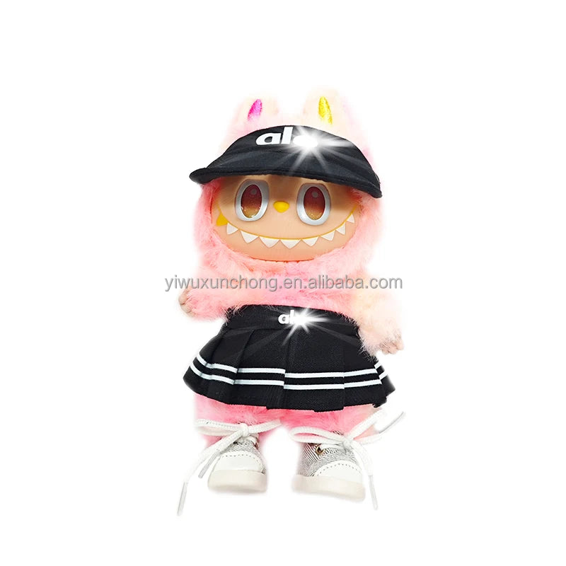 In Stock High-Quality Exclusive Designer Outfit for Labubu - GG Sweater and Overall Set for 17cm Plush Doll | Fast Ship
