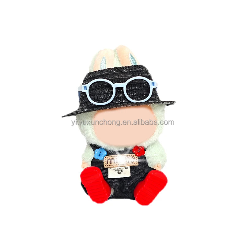 In Stock Designer Doll Clothes for Labubu Only - Stylish Bib Overalls & Shirt for 17cm Plush Doll | Fast Ship