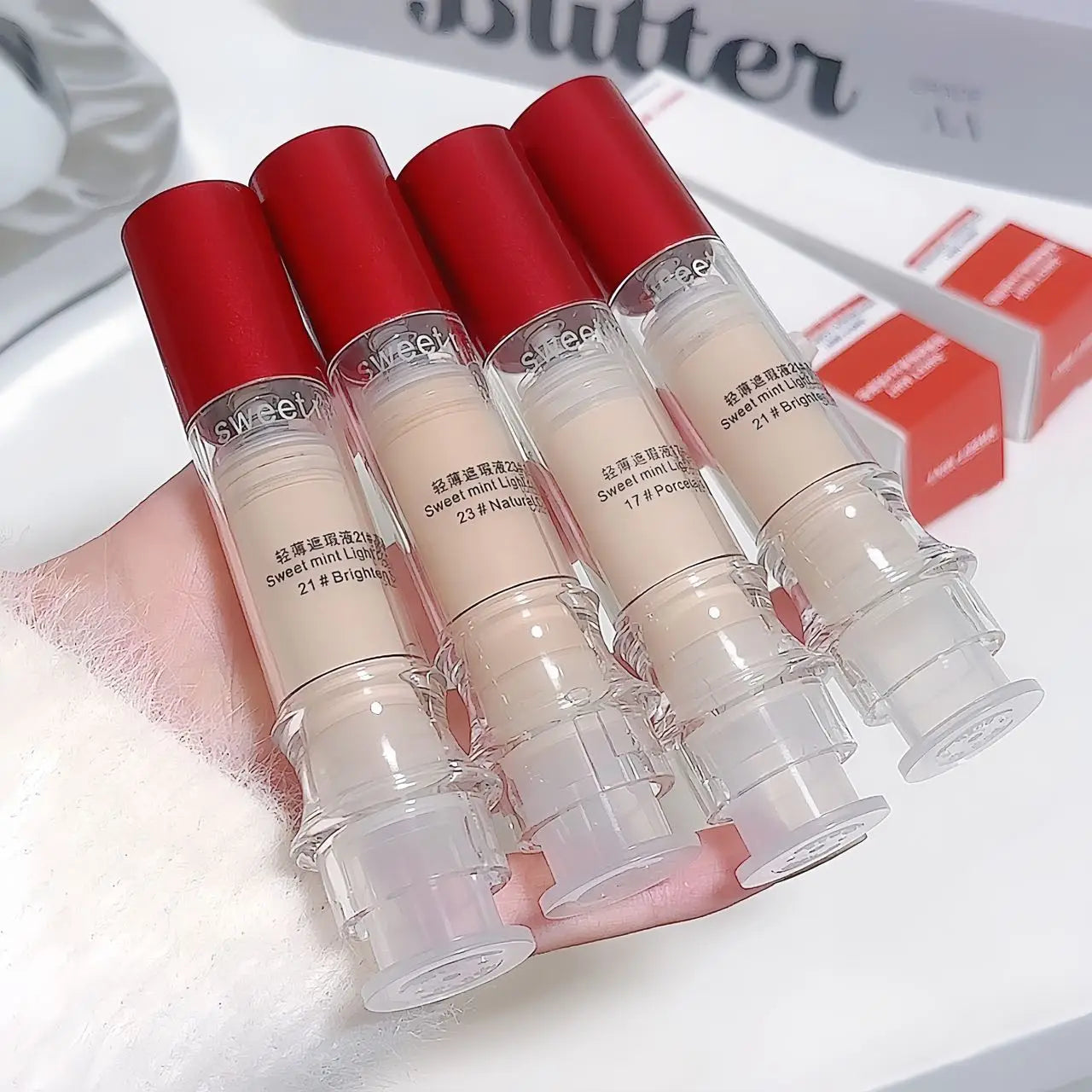 Porcelain White Light Concealer Pen Full Coverage Cover Dark Circles Acne Pores Press Concealer Matte Foundation Cream Cosmetic