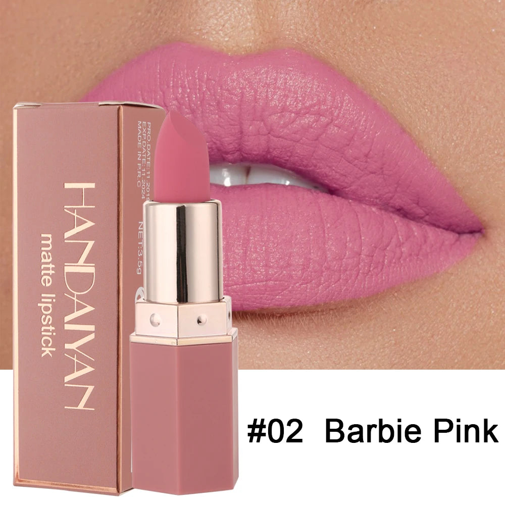 Moisturizing Matte Lipstick 6 Shades Long Lasting Non Transfer Nude Lip Gloss HANDAIYAN Cosmetics For Ladies