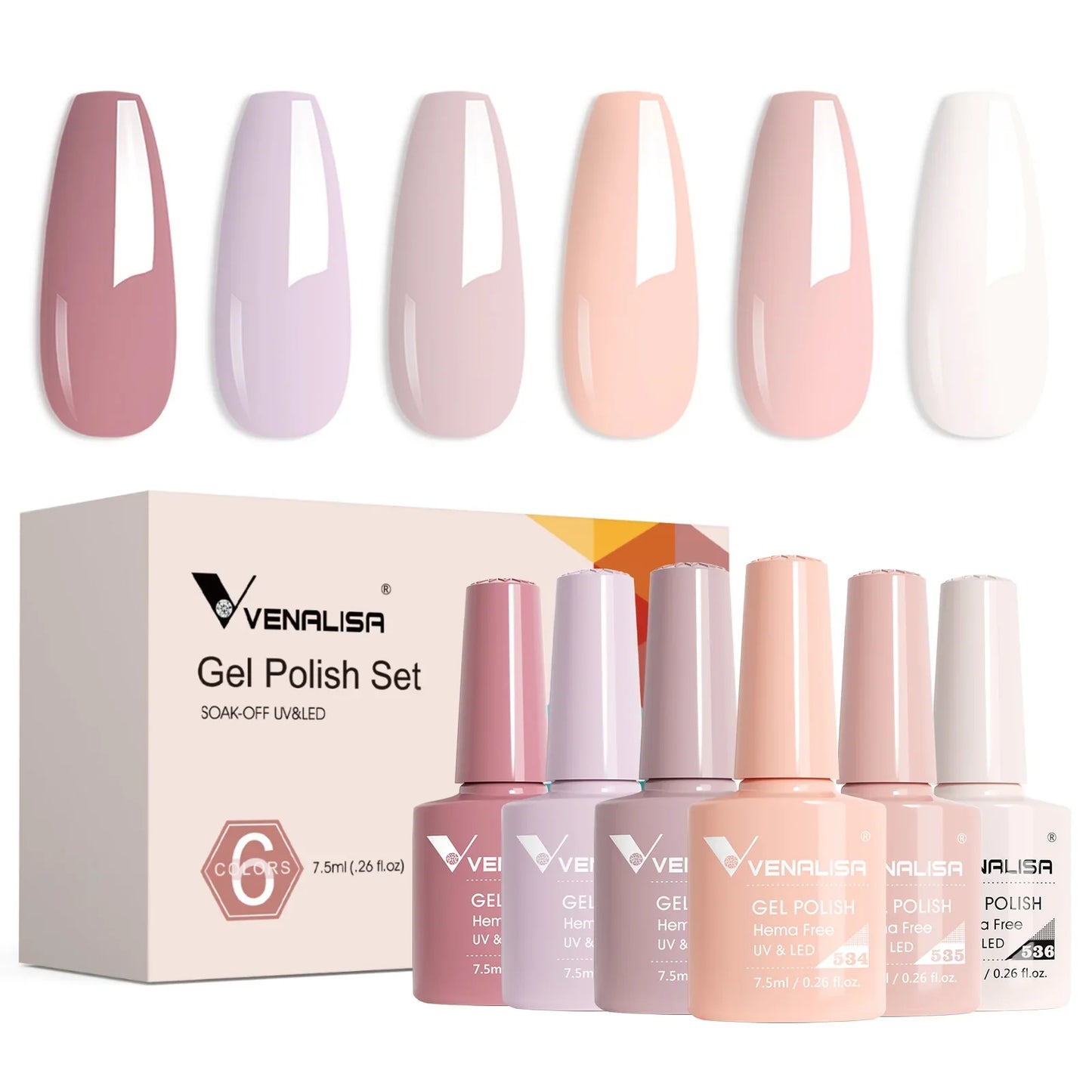 Venalisa Nail Gel Polish Fall Nails HEMA/TPO FREE Winter Christmas Color Kit Soak off UV LED Semi Permanent Nail Gel 6pcs Kit