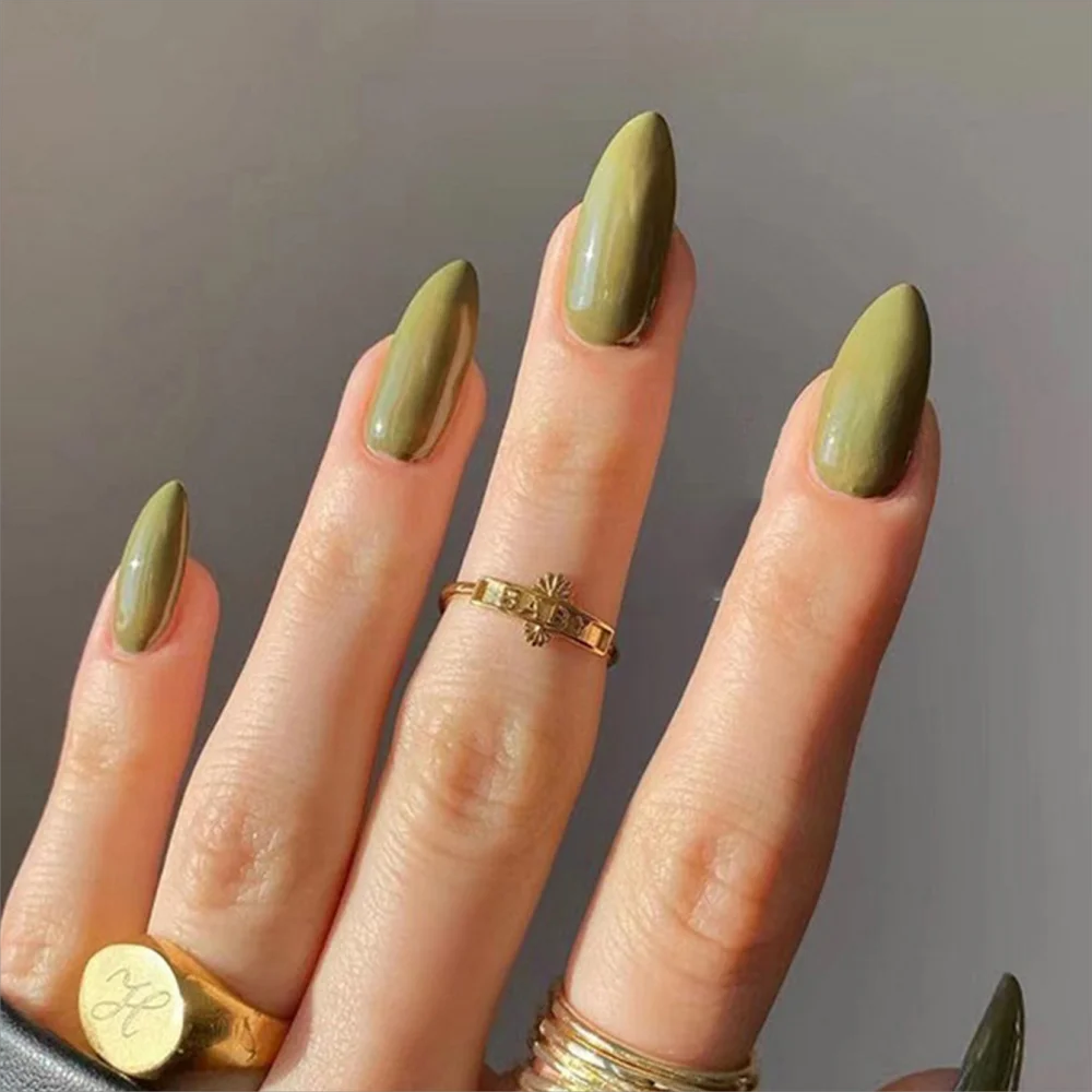 24Pcs/Set Women Girls Trendy Medium Almond French Wine Red Geometric Stripes Full Coverage Wearable Fake Nail Press on Nail Art