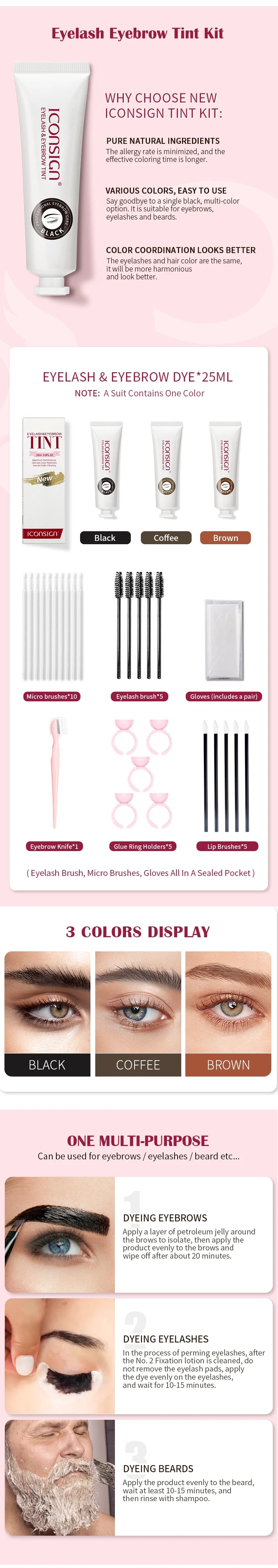 New ICONSIGN Brow Lift Kit and Eyelash Eyebrow Dye Tint Combo Brow Perm Brow Dye Brow Tattoo Cream Eye Makeup Tools Dropshipping