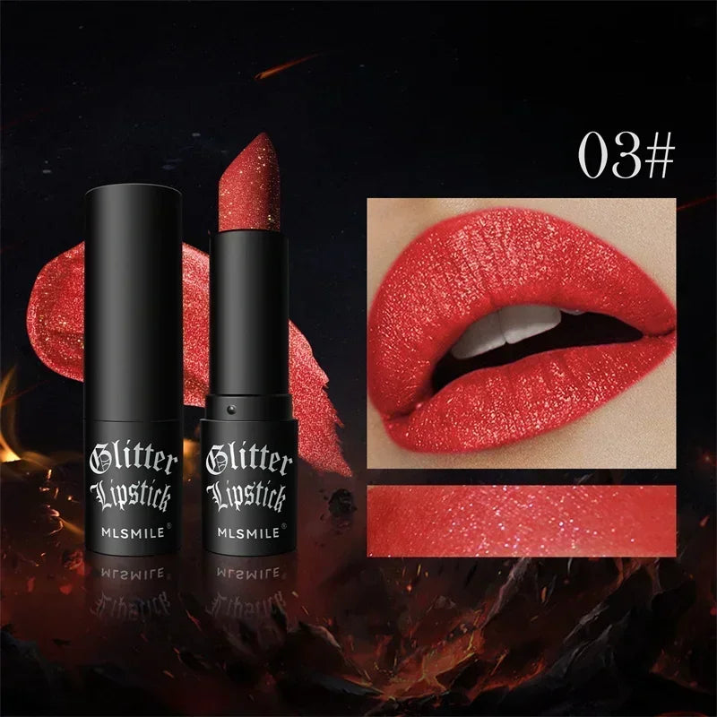 MLSMILE Multi-Color Non-stick Cup Matte Lipstick Lasting Easy Color Black Diamond Lipstick Shimmer Lip Gloss Dark Halloween Look