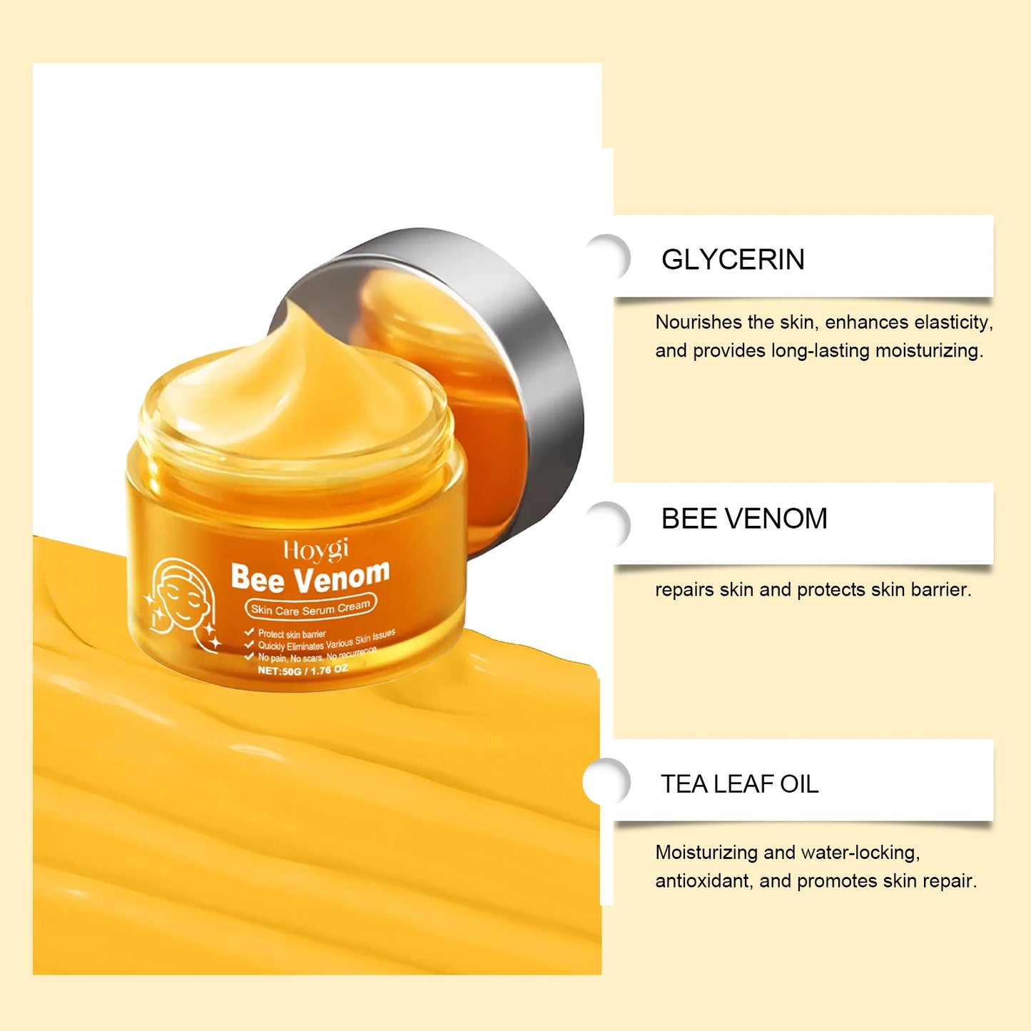 Bee Venom Skin Care Serum Cream Relieve Dry Skin Nourishing Skin Elastic Moisturizing Tightening Smoothing Brightening Cream