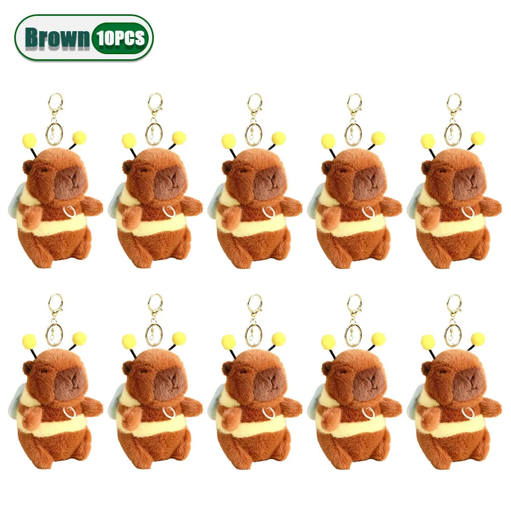 Cute Cartoon Capybara Pendant Capybara Drawing Jitterbug Wings Bee Water Dolphin Keychain  Plush Bee  Doll Bag Hanging Ornaments