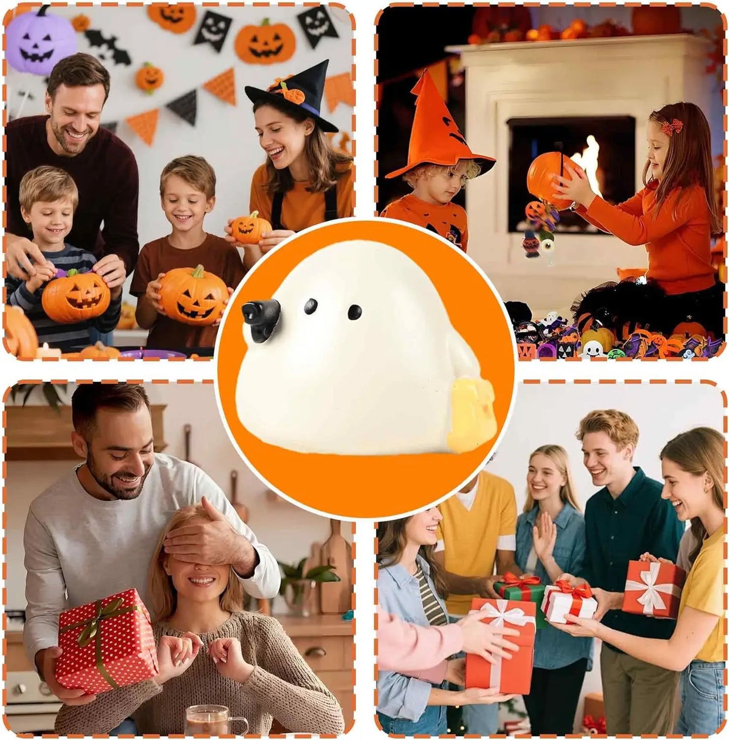 1 PCS Cute Halloween Ghost Figurine Decor Indoor Desk Decoration Boo Basket Stuffers Gift For Women Spooky Home Party Ornament