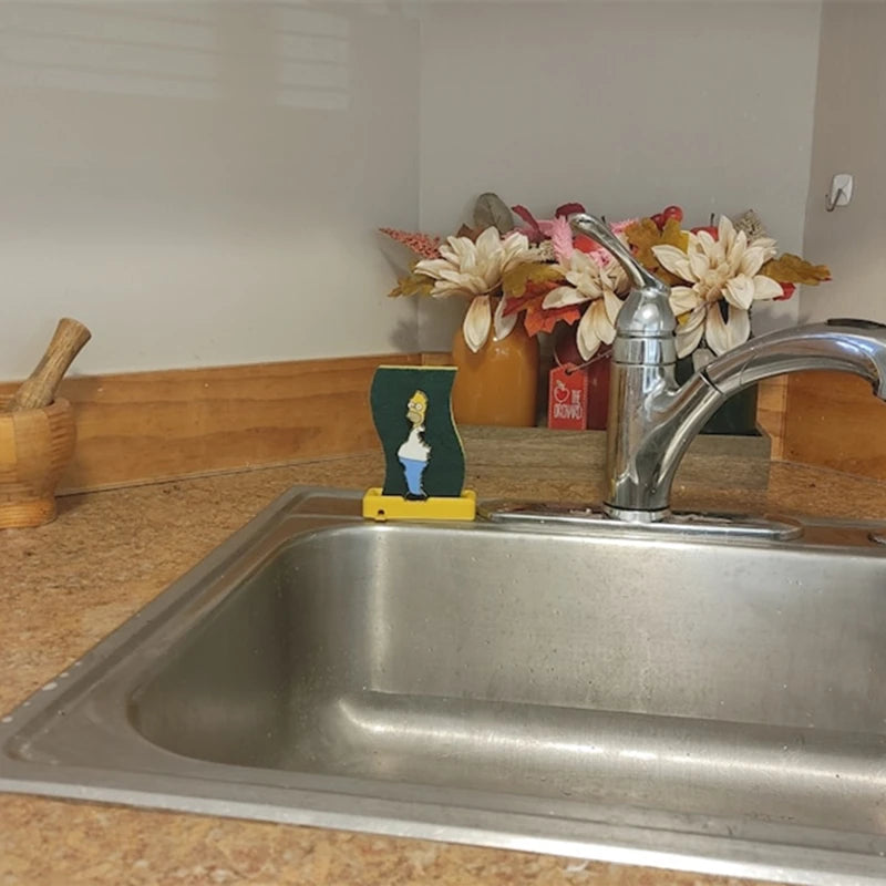 Funny Kitchen Storage Homer Simpsons Sponge Holder Sink Drain Rack Basket Household Supply Accessories Cocina Gadgets Cozinha