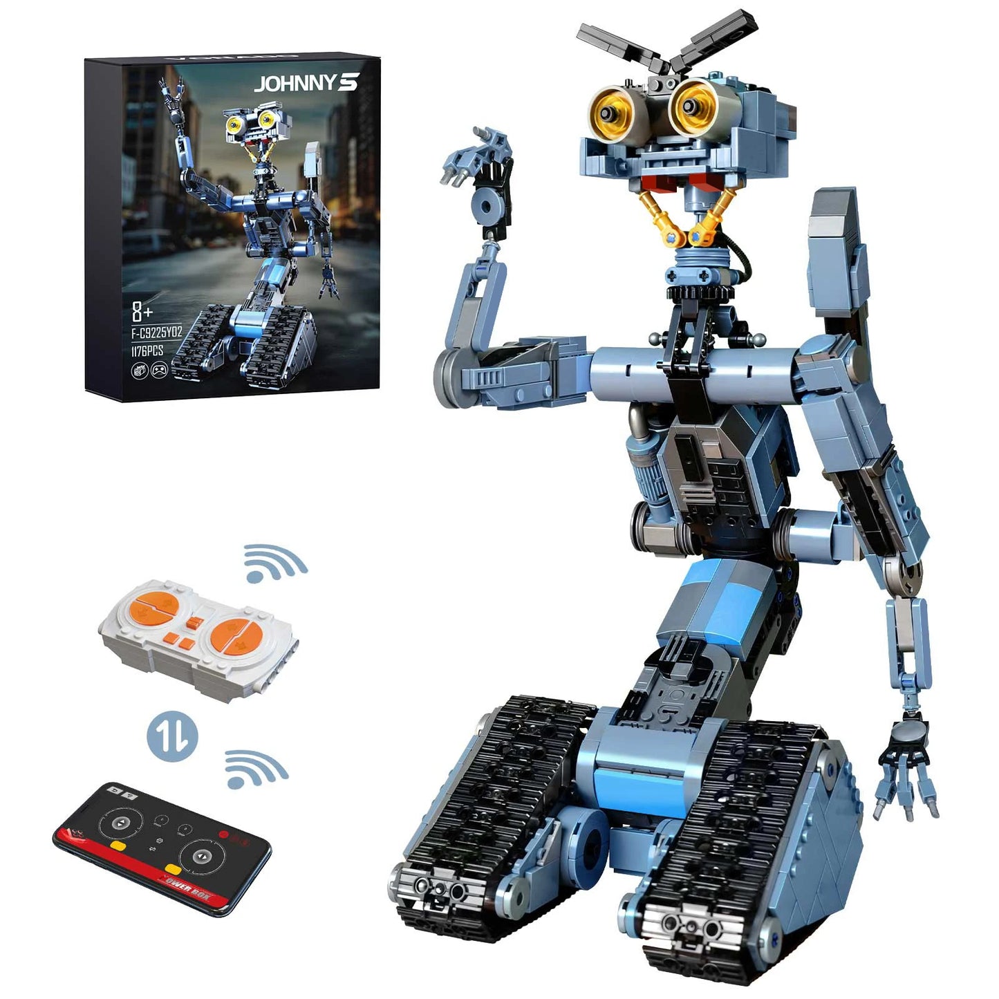 1176 Pieces Johnny 5 Robot Building Blocks Set with Remote Control - Rechargeable,Gift for Halloween & Chirstmas