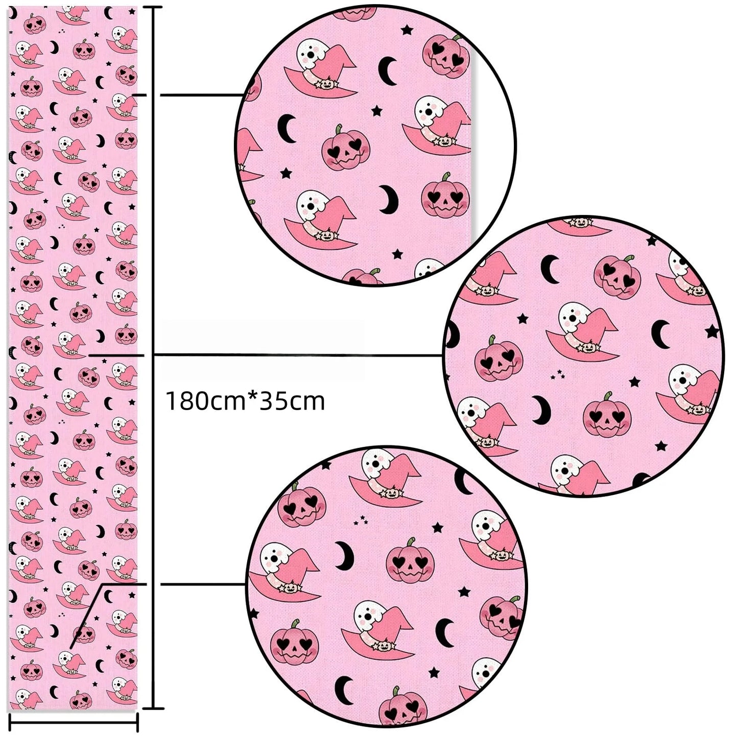 Halloween Pink Tablecloth with Cute Ghosts