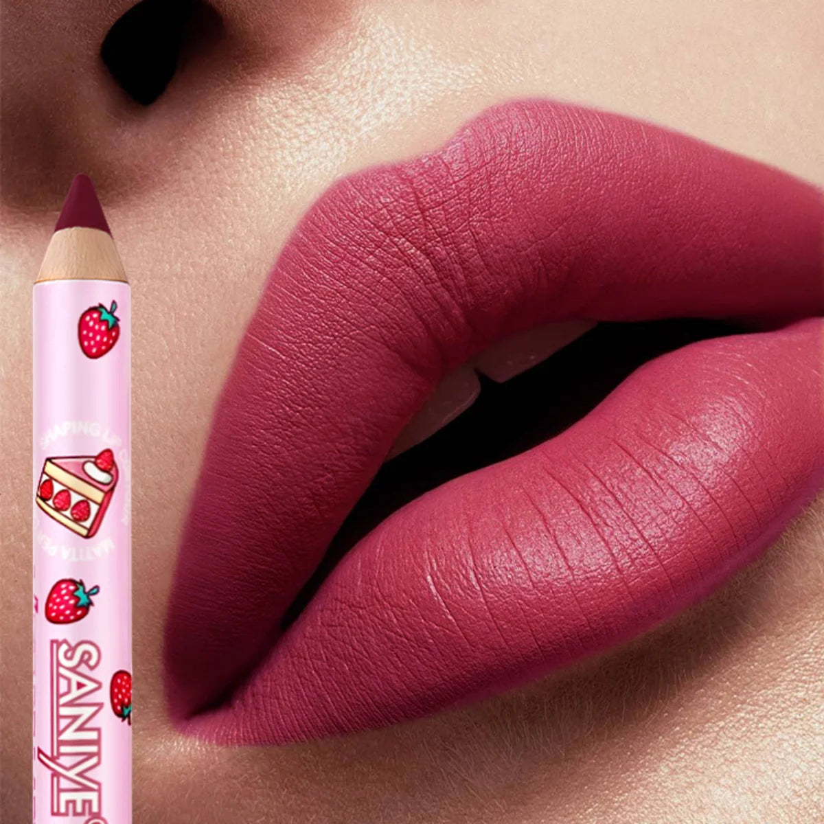 1pc Matte Lipstick & Liner Pen, Waterproof, Long-Lasting, Non-Stick, Berry Shades for All Skin Types, Makeup Pencils for Women