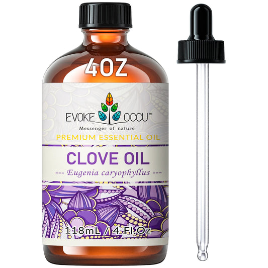 EVOKE OCCU 118ML/4 Fl.Oz. Essential Oils, Premium Clove Plant Oil for Home Diffuser, Hair, Skin, Massage, Candle Soap Making,