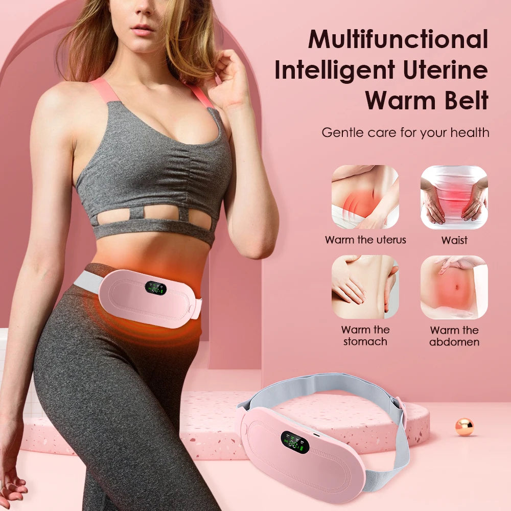 NEW Electric Period Cramp Massager Vibrating Pad Belt for Menstrual Colic Relief Pain Waist Abdominal Palace Belt