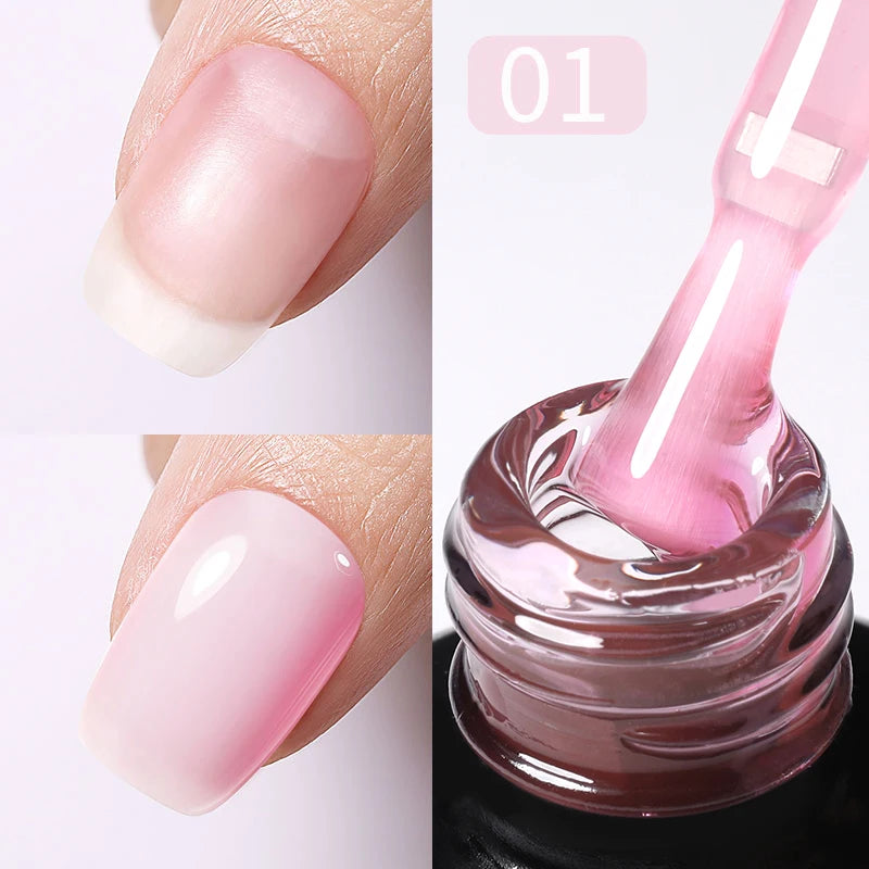 BORN PRETTY 15ml Milky Pink Rubber Base Gel Nail Polish Glitter Semi-Permanent Varnish Soak Off Self Leveling UV LED Polish