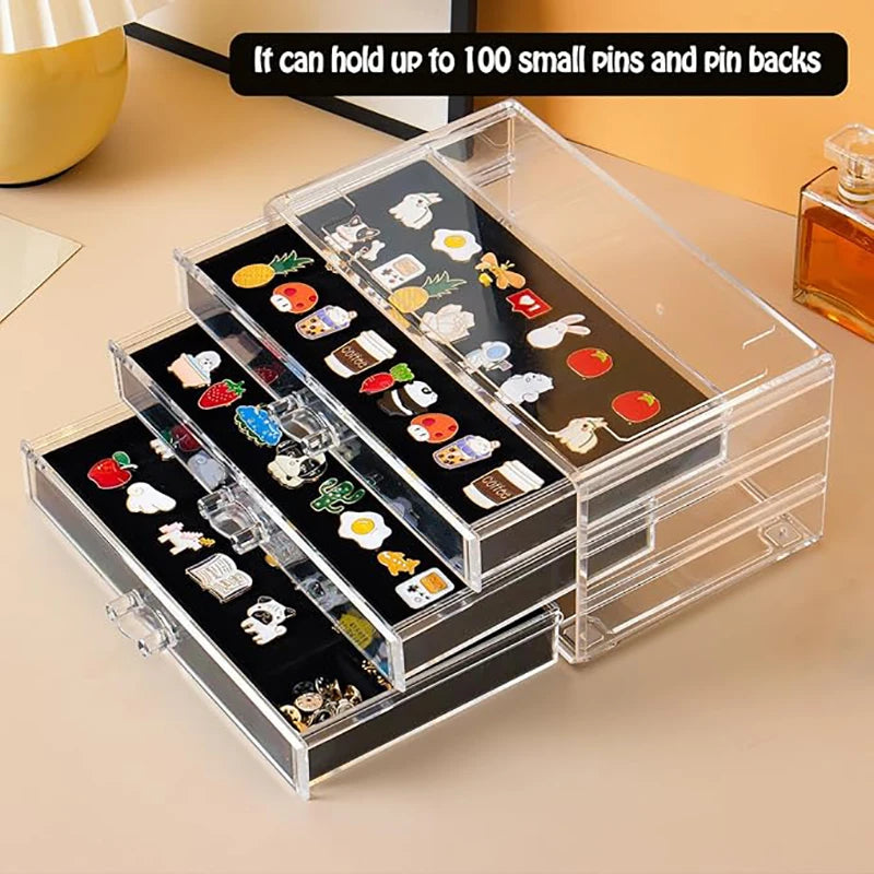 Pin Display Box, 3 Drawers